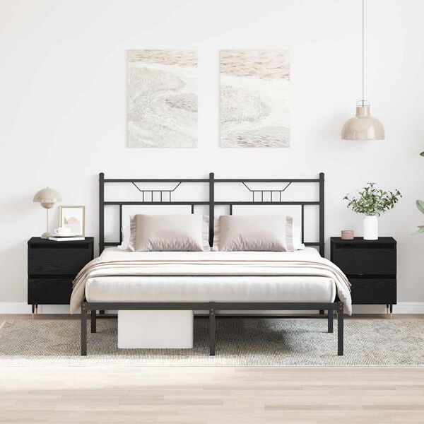 vidaXL Nachttisch 2 pcs Schwarz Eichen-Optik 40 x 35 x 50 cm