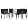 vidaXL 7-tlg. Garten-Essgruppe mit Kissen Poly Rattan und Stahl