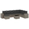 vidaXL 9-tlg. Garten-Sofagarnitur mit Kissen Grau Poly Rattan