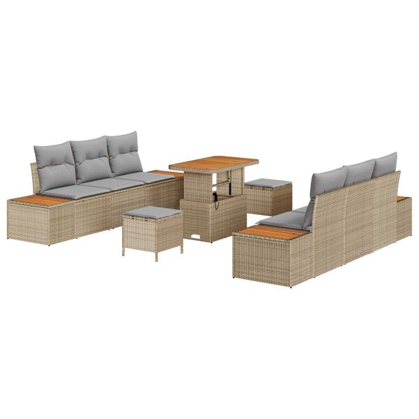 vidaXL Gartensofa-set 9 pcs Beige Poly-Rattan