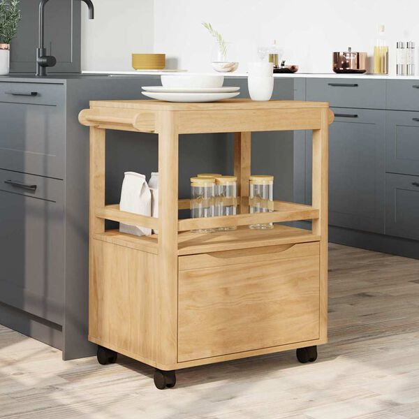 vidaXL K&uuml;chentrolley FLORO Wachsbraun 72,5 x 45 x 80 cm