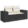 vidaXL Gartensofa mit Kissen 2-Sitzer Schwarz Poly Rattan
