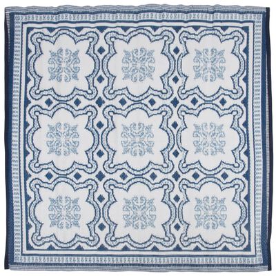 Esschert Design Outdoor-Teppich 151,5 cm Blau und Weiß OC23
