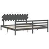 vidaXL Massivholzbett mit Kopfteil Grau 200x200 cm
