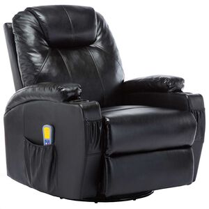 vidaXL Massage-Schaukelsessel Schwarz Kunstleder