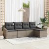 vidaXL Sofa Set mit Kissen mit Speicher 5 pcs Grau Poly-Rattan