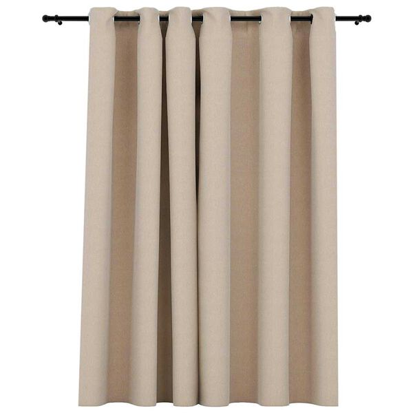 vidaXL Verdunkelungsvorhang mit &Ouml;sen Leinenoptik Beige 290x245 cm