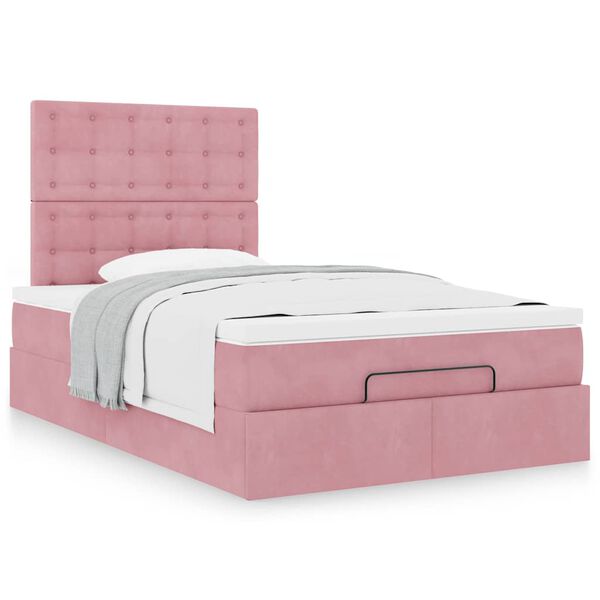 vidaXL Ottoman-Bett mit Matratzen Rosa 120x200 cm Samt