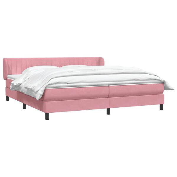 vidaXL Boxspringbett mit Matratzen Rosa 180x210 cm Samt