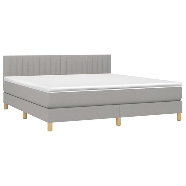 vidaXL Boxspringbett mit Matratze Hellgrau 160x200 cm Stoff