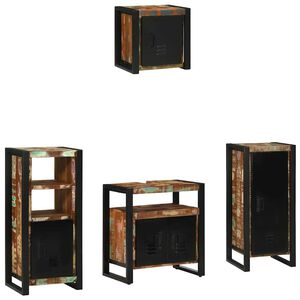 vidaXL Badezimmerm&ouml;bel-Set mit Regal 4 pcs Massives upgecyceltes Holz