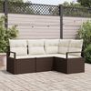 vidaXL Garten-Sofa-Set mit Kissen mit Speicher 4 pcs Braun und Creme
