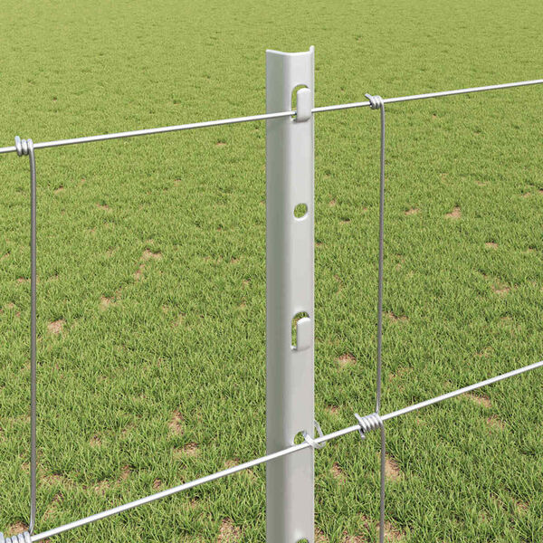 vidaXL Zaun mit Pfosten Silber 1,2 x 50 m Stahl