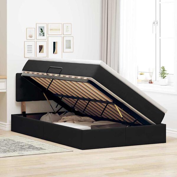 vidaXL Aufbewahrungsbett mit Matratze Schwarz 120 x 190 cm Samt
