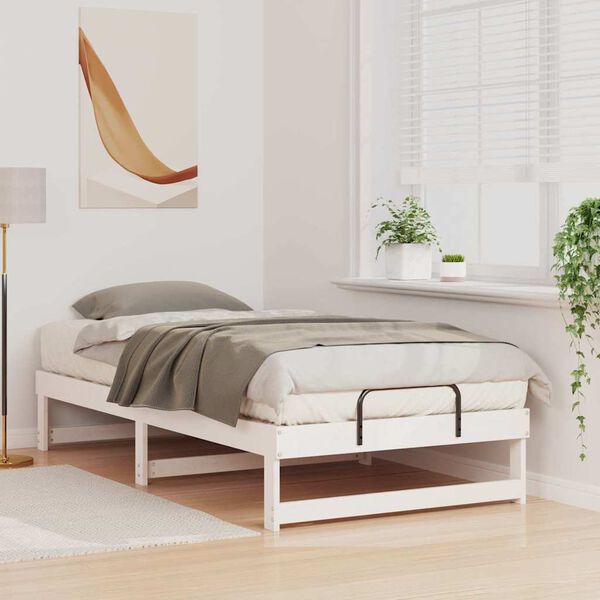 vidaXL Bettrahmen Wei&szlig; 75 x 190 cm Massives Kiefernholz