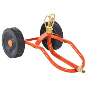 vidaXL Sprinkler-Schlitten mit R&auml;dern und Drehbarem Kopf Rot Stahl