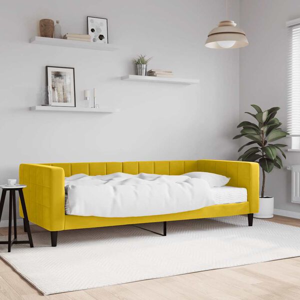 vidaXL Tagesbett mit Matratze Gelb 90x200 cm Samt