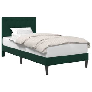 vidaXL Bettrahmen mit Kopfteil Dunkelgr&uuml;n 90 x 190 cm Samt