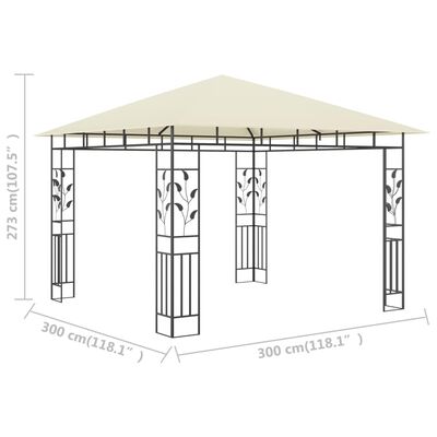 vidaXL Pavillon mit Moskitonetz 3x3x2,73 m Creme 180 g/m²
