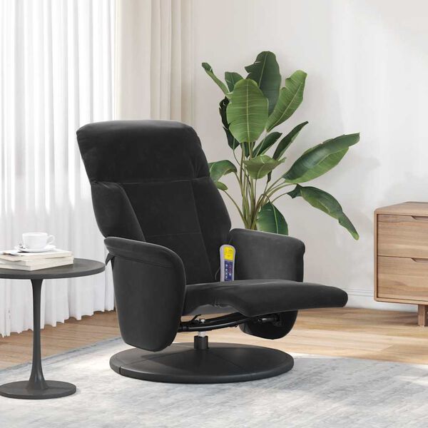 vidaXL Massagesessel mit Fu&szlig;teil Schwarz Samt