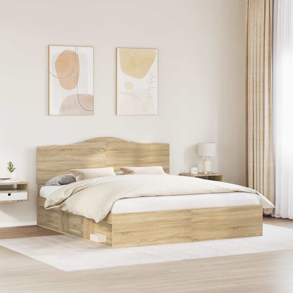 vidaXL Bettrahmen Sonoma 200 x 200 cm Massives Kiefernholz