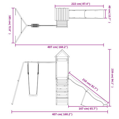 vidaXL Spielturm Massivholz Douglasie