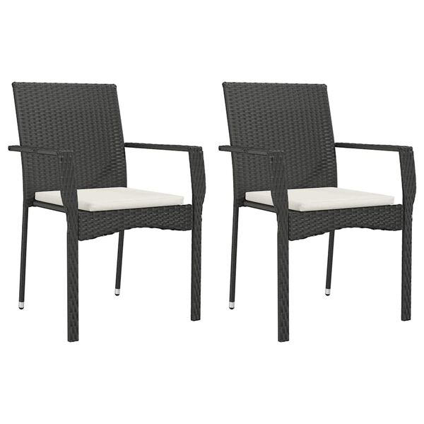 vidaXL 7-tlg. Garten-Essgruppe mit Kissen Schwarz Poly Rattan