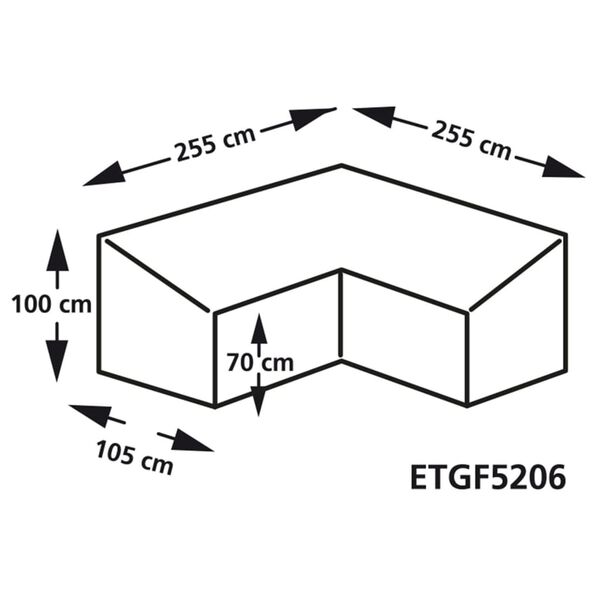 Eurotrail Schutzh&uuml;lle f&uuml;r Lounge-Set in L-Form 255x255x100/70 cm Grau