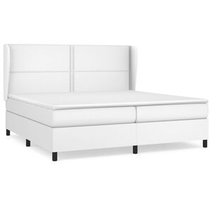 vidaXL Boxspringbett mit Matratze Wei&szlig; 200x200 cm Kunstleder