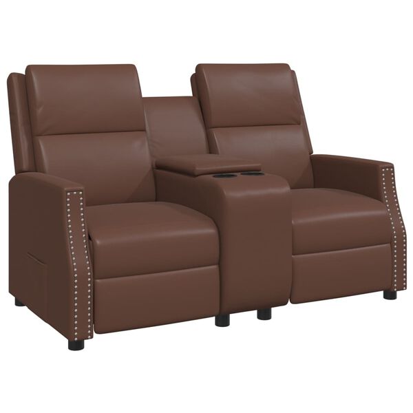 vidaXL Relaxsofa 2-Sitzer mit Getr&auml;nkehaltern Braun Kunstleder