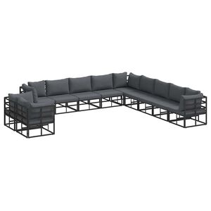 vidaXL Gartensofa-set 11 stk. Schwarz Aluminium