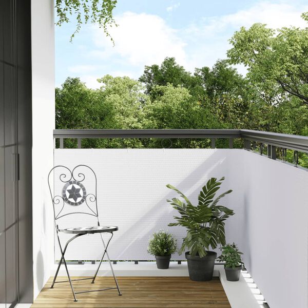 vidaXL Balkon-Sichtschutz Wei&szlig; 500x100 cm Poly Rattan