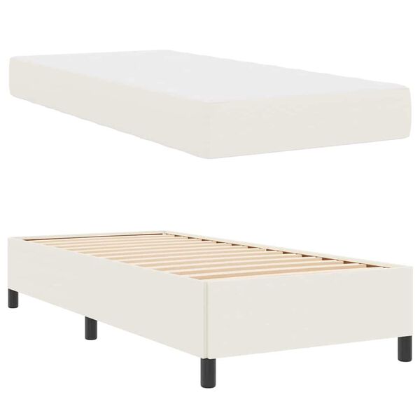 vidaXL Bettrahmen mit Matratze Creme 100 x 200 cm Stoff