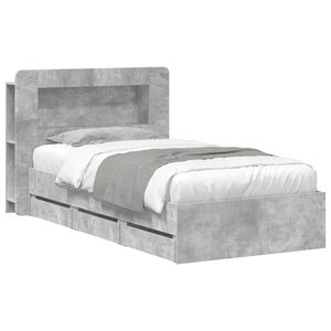 vidaXL Bettgestell mit Stauraum Betongrau 75 x 190 cm Holzwerkstoff