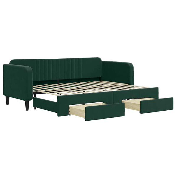 vidaXL Tagesbett Ausziehbar mit Schubladen Dunkelgr&uuml;n 80x200 cm Samt