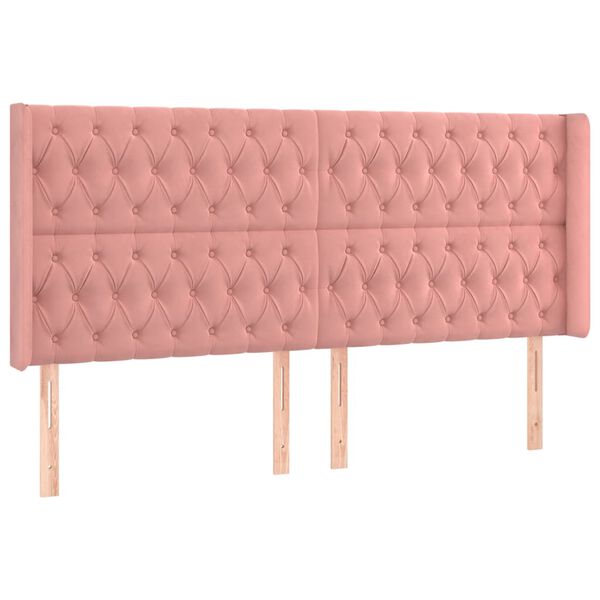vidaXL Kopfteil mit Ohren Rosa 203x16x118/128 cm Samt