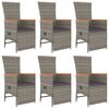 vidaXL 7-tlg. Garten-Essgruppe mit Kissen Grau Poly Rattan