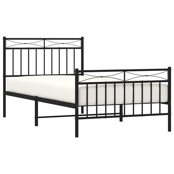 vidaXL Bettgestell mit Kopf- und Fu&szlig;teil Metall Schwarz 100x190 cm