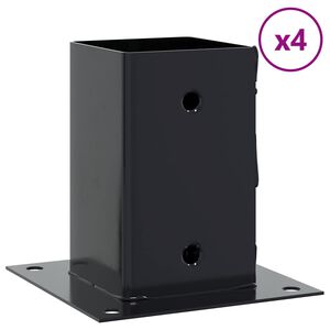 vidaXL Pfostentr&auml;ger Quadrat 4 Stk. 81x81 mm Pulverbeschichteter Stahl