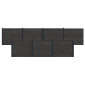 vidaXL Zaunelement 7 pcs WPC und Aluminium Schwarz