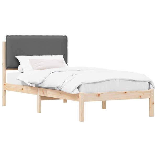 vidaXL Bettgestell mit gepolstertem Kopfteil Dunkelgrau 75 x 190 cm