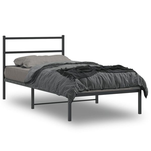 vidaXL Bettgestell mit Kopfteil Metall Schwarz 107x203 cm