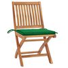 vidaXL Gartenst&uuml;hle 2 Stk. mit Gr&uuml;nen Kissen Teak Massivholz