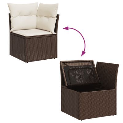 vidaXL 11-tlg. Garten-Sofagarnitur mit Kissen Braun Poly Rattan