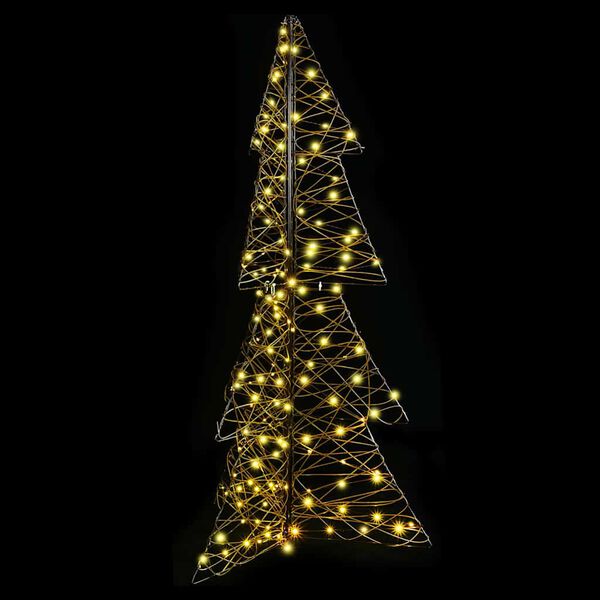 vidaXL Weihnachtsbaum mit 160 LEDs Warmes Weiß 150 cm Rattan