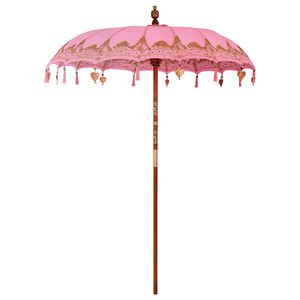 vidaXL Balinesischer Sonnenschirm Rosa 185 x 185 x 260 cm