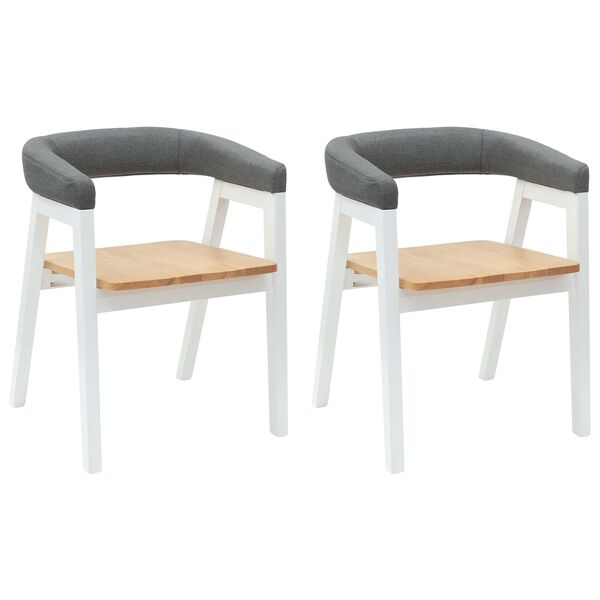 vidaXL Esszimmerst&uuml;hle 2 pcs Wei&szlig; 54 x 57 x 73 cm Massives Gummiholz