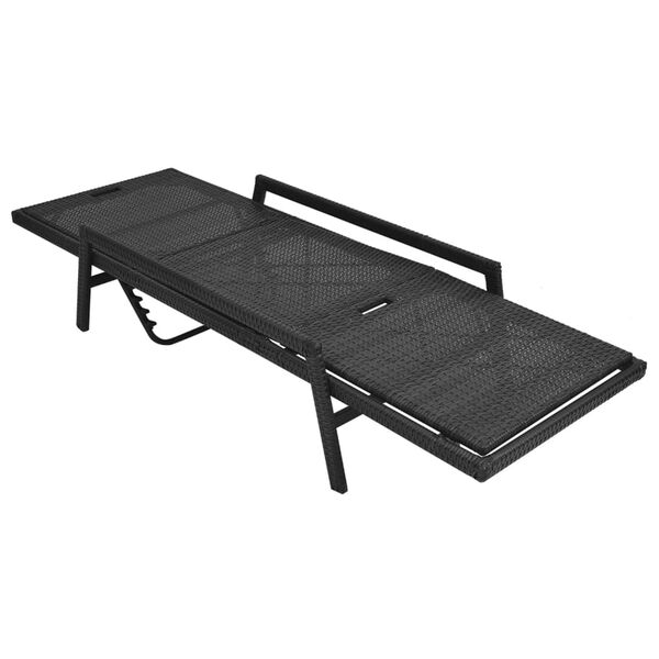 vidaXL Sonnenliege mit Auflage Poly Rattan Schwarz
