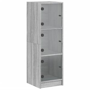 vidaXL Highboard mit Glast&uuml;ren Grau Sonoma 35x37x109 cm