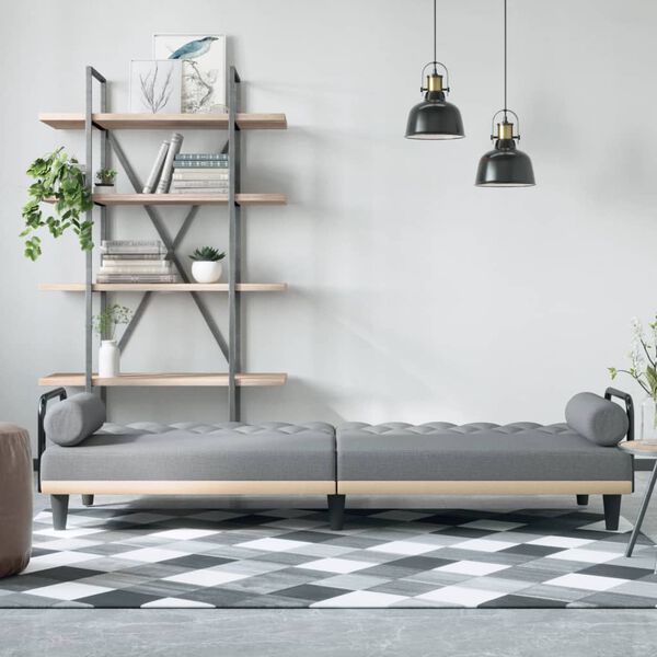 vidaXL Schlafsofa mit Armlehnen Hellgrau Stoff